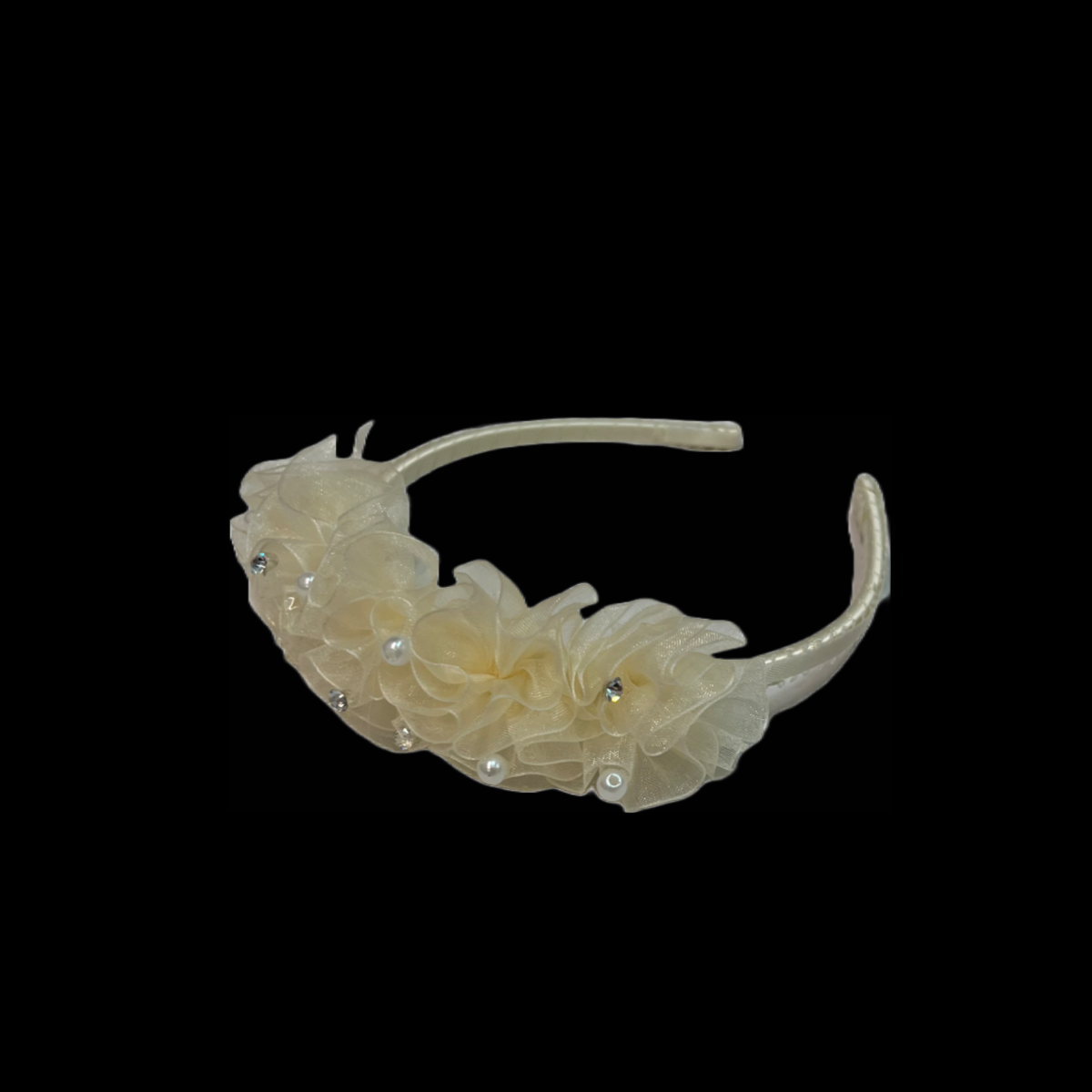 Organza Headband w/ Pearls and Rhinestones