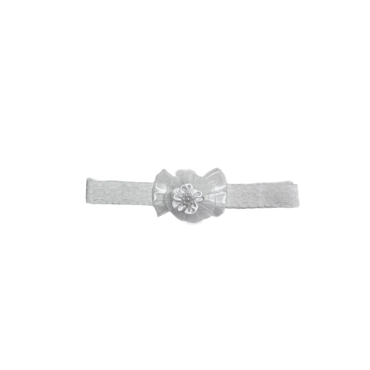 White Baby Headband w/ Organza Bow