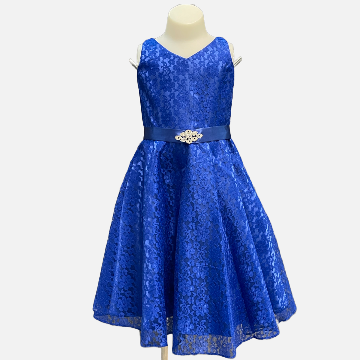 Contrast Lace Dress w/ V-Cut Neckline