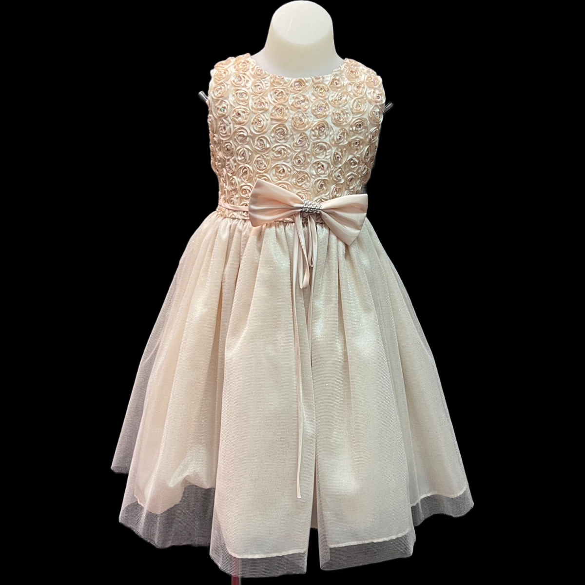 Champagne Floral Ribbon Swirl Dress