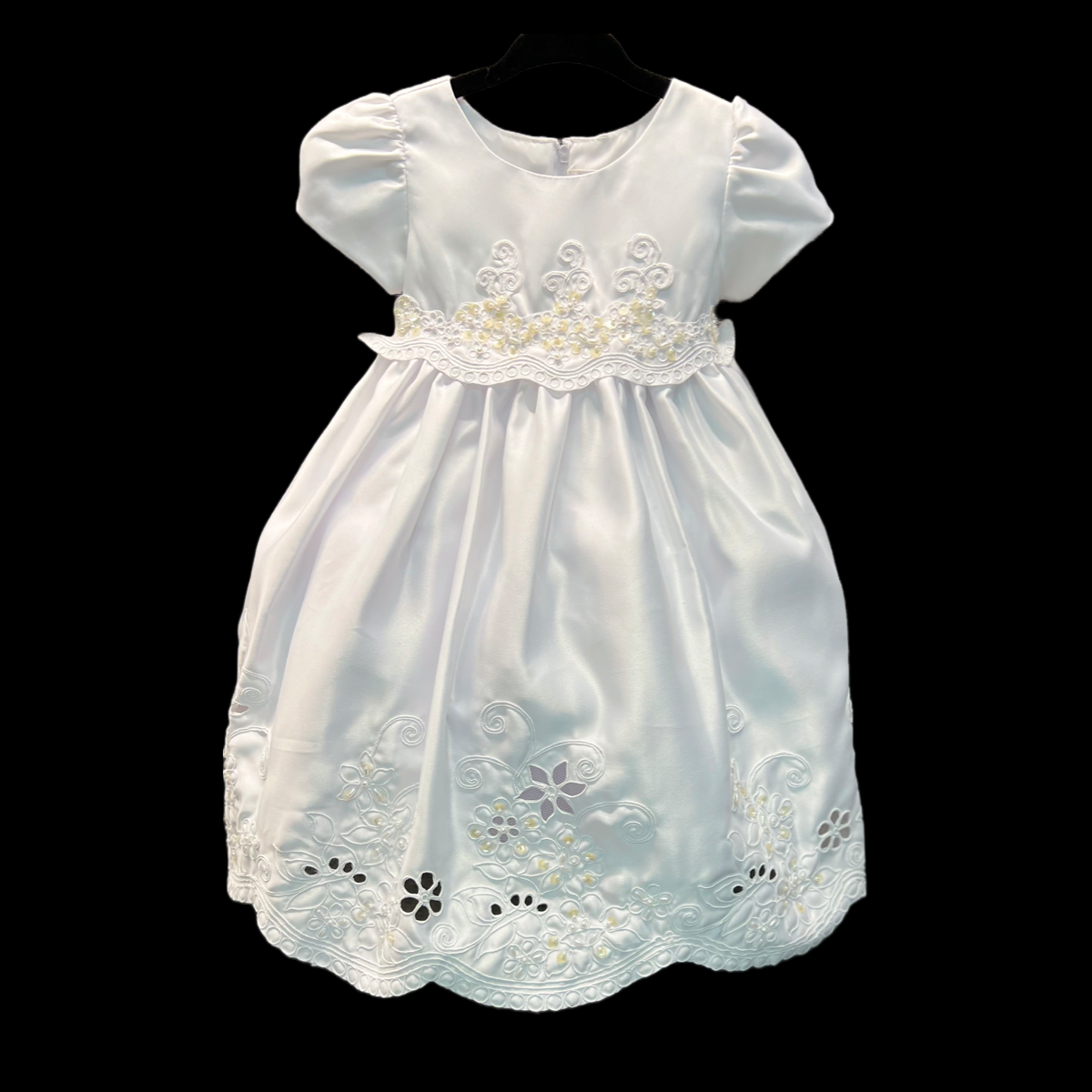Floral Embroidered 3-Piece Christening Gown