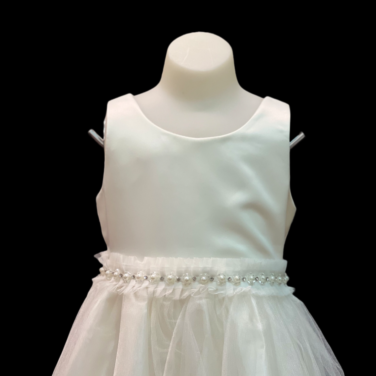 Matte Satin Bodice w/ Tulle Skirt Communion Dress