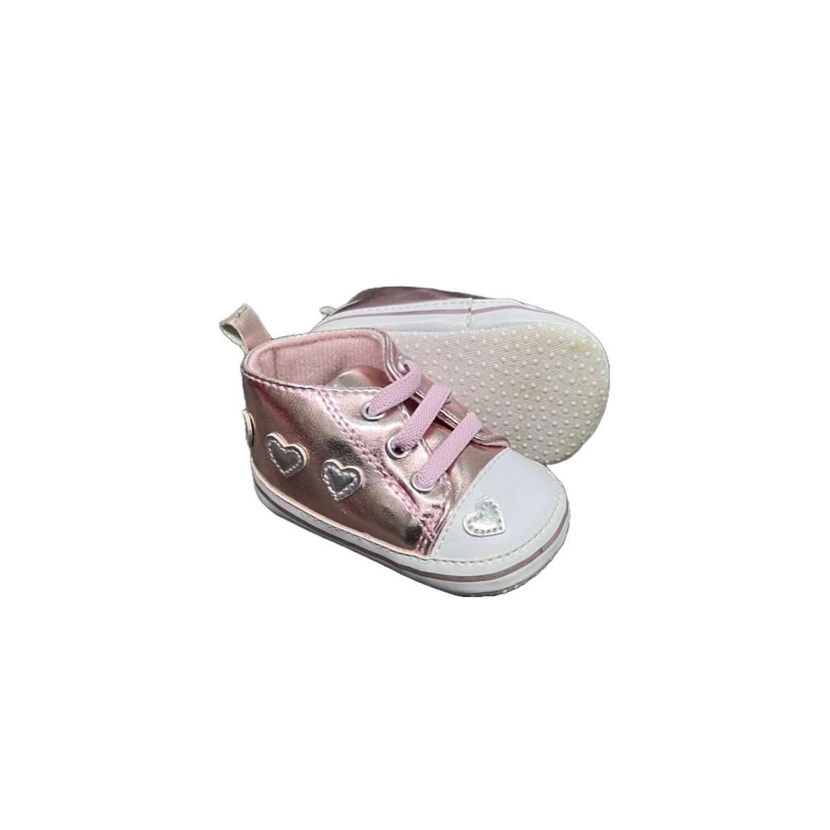 Tendertoes Rose Gold Sneakers w/ Embroidered Hearts
