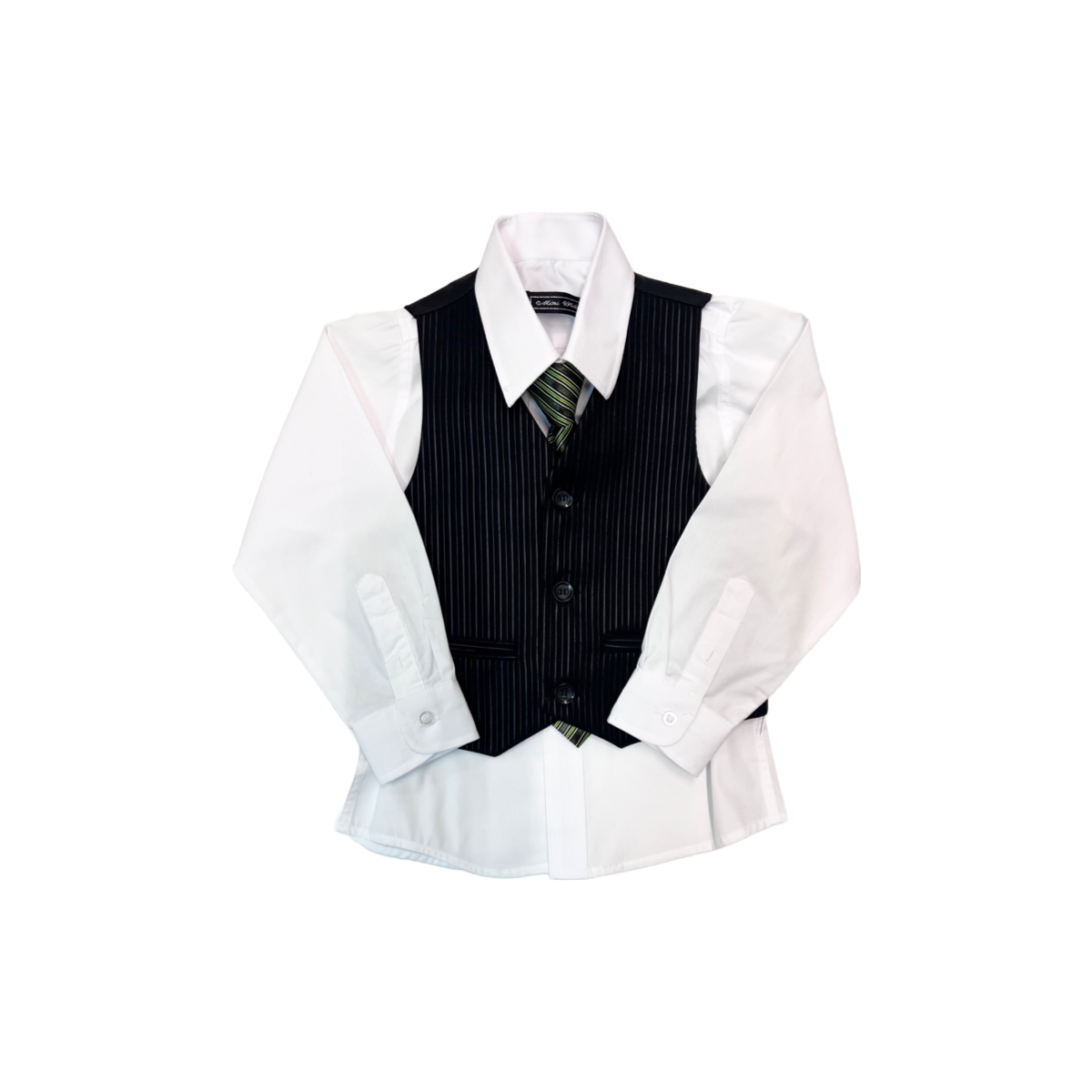 Mini World 5-Piece Black Pinstripe Suit