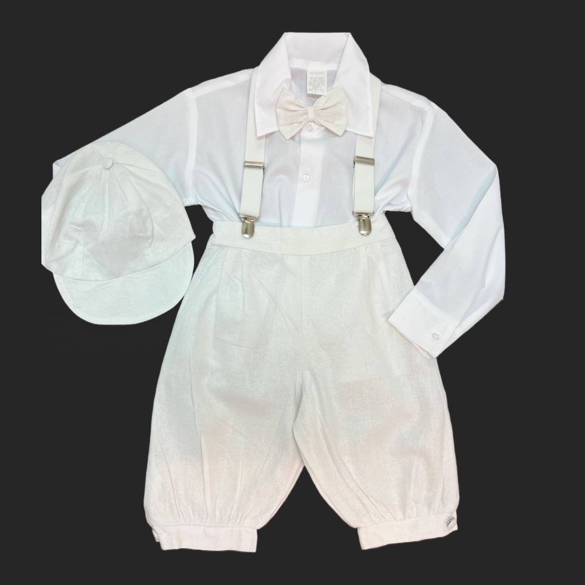 5-Piece Linen White & Ivory Suspender Set