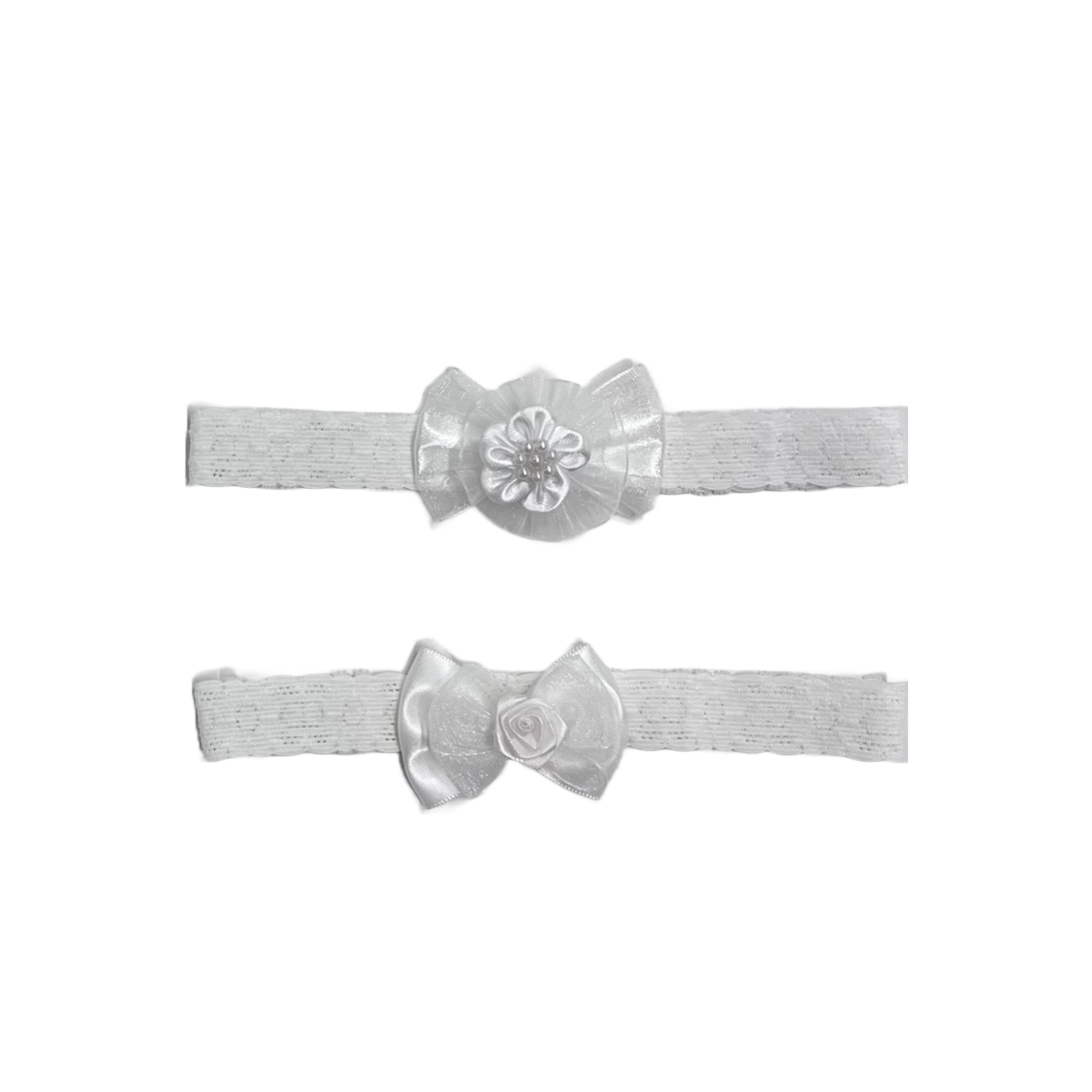 White Baby Headband w/ Organza Bow