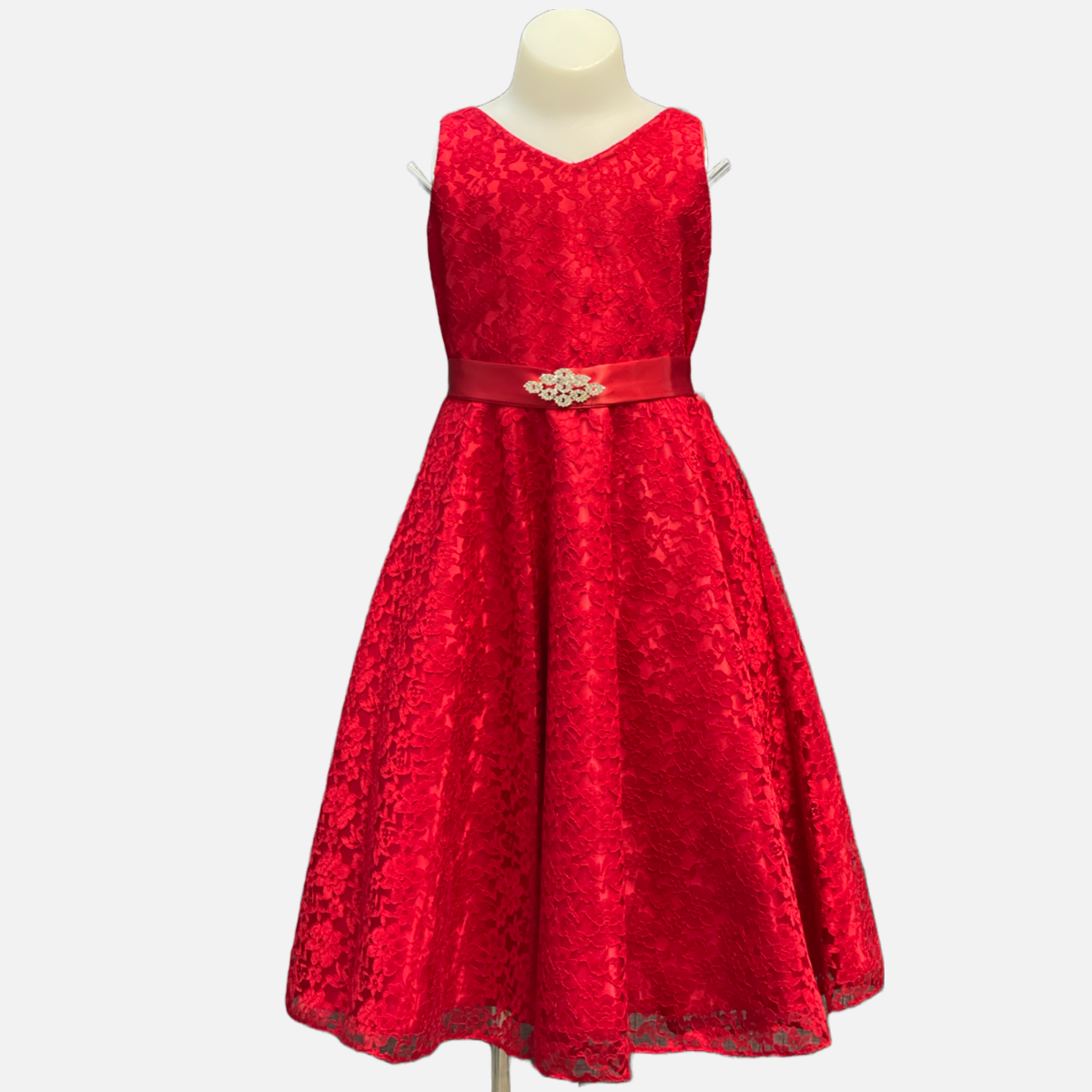 Contrast Lace Dress w/ V-Cut Neckline