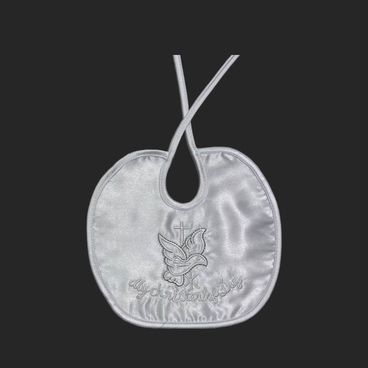 'My Christening Day' Bib w/ Dove and Cross Embroidery