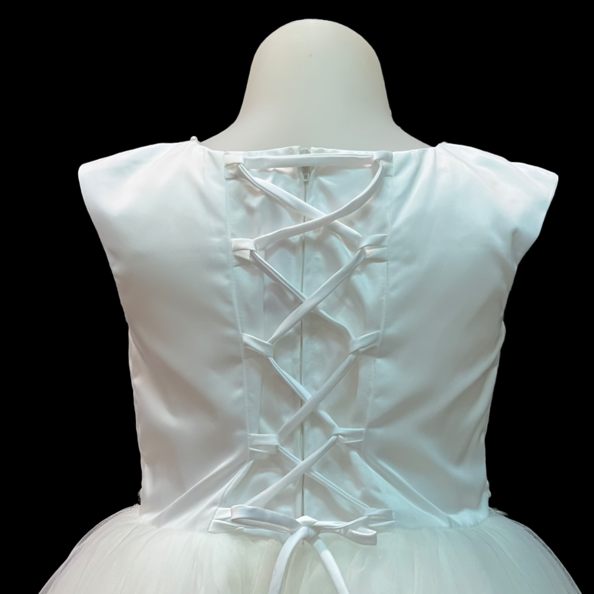 Cap Sleeve Tea-Length Dress w/ Lace up Closure