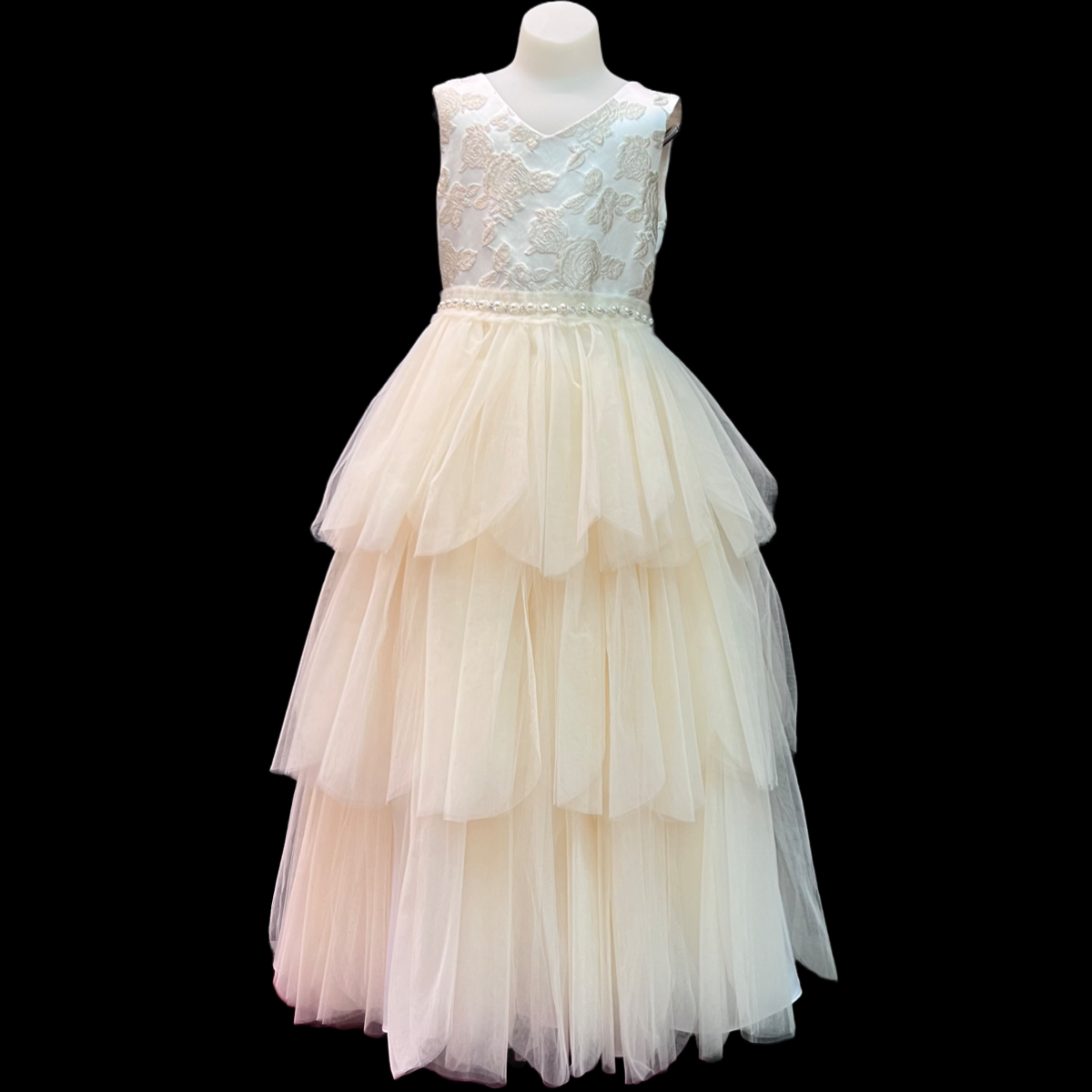 Sleeveless Dress w/ Floral Embroidery