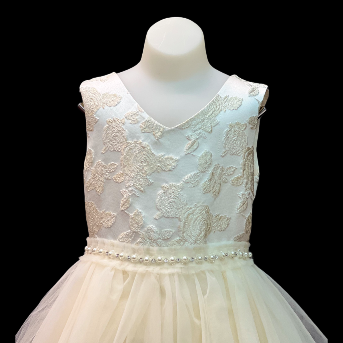 Sleeveless Dress w/ Floral Embroidery
