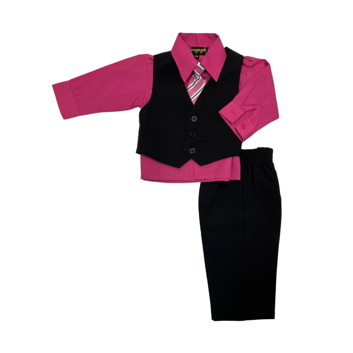 Black Vest Set w/ Fuchsia Dress Shirt