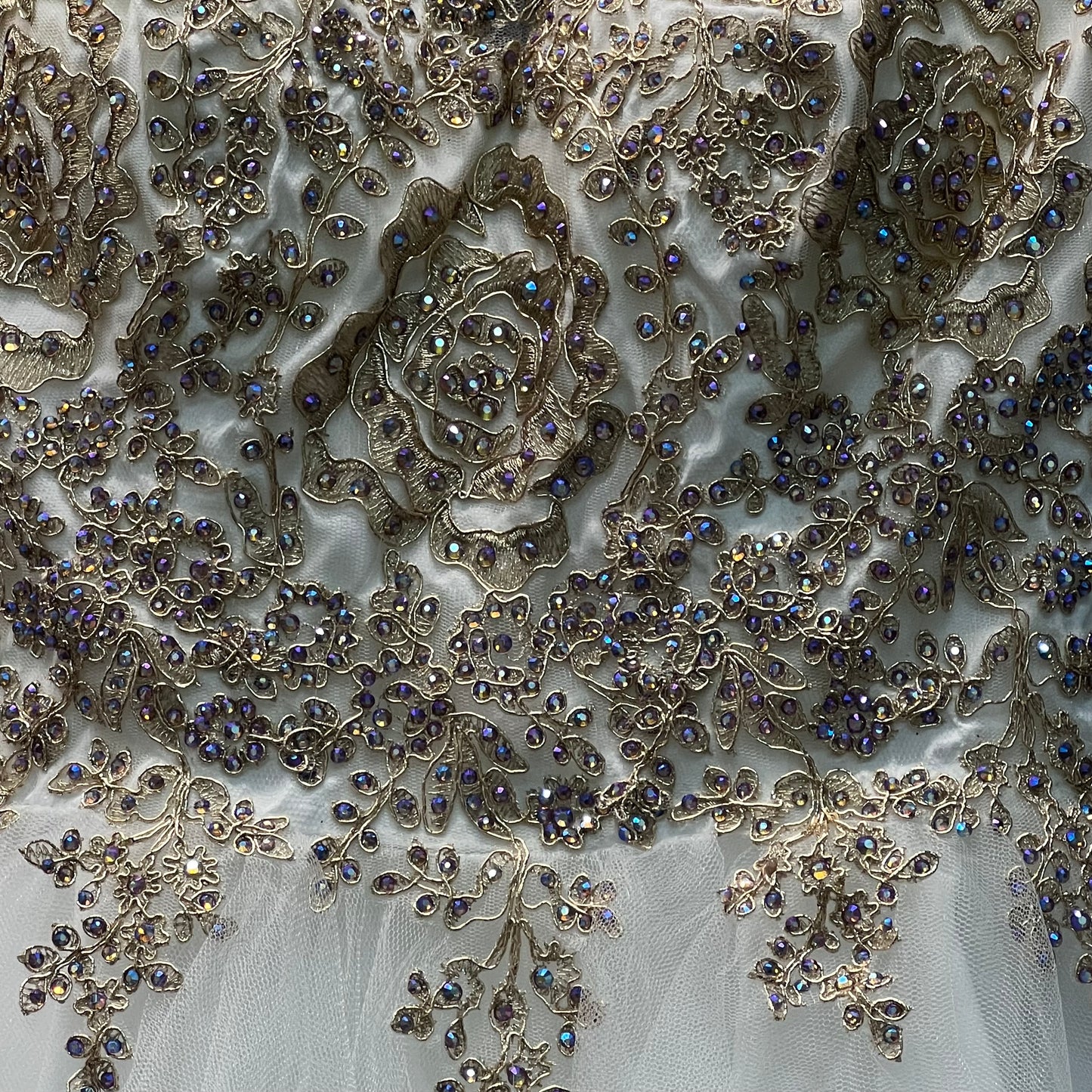 Jr. Grad Rhinestone Embroidered Short White Dress (Small)