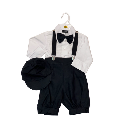 5-Piece Linen Black Suspender Set