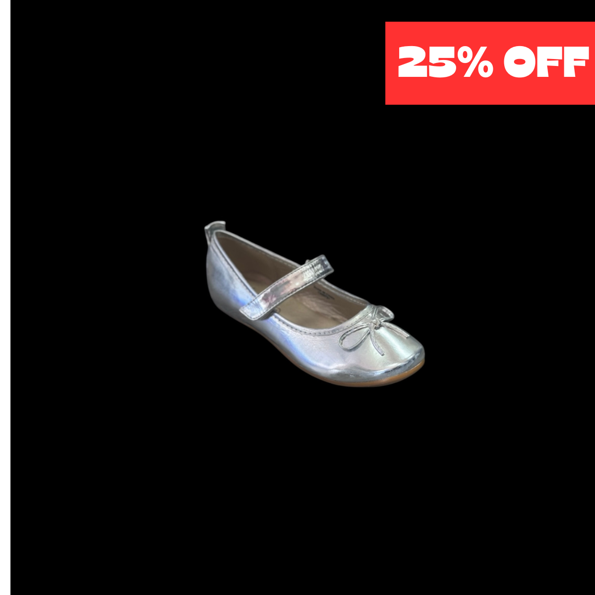 Jolene Silver Ballet Flat w/ Simple Bow