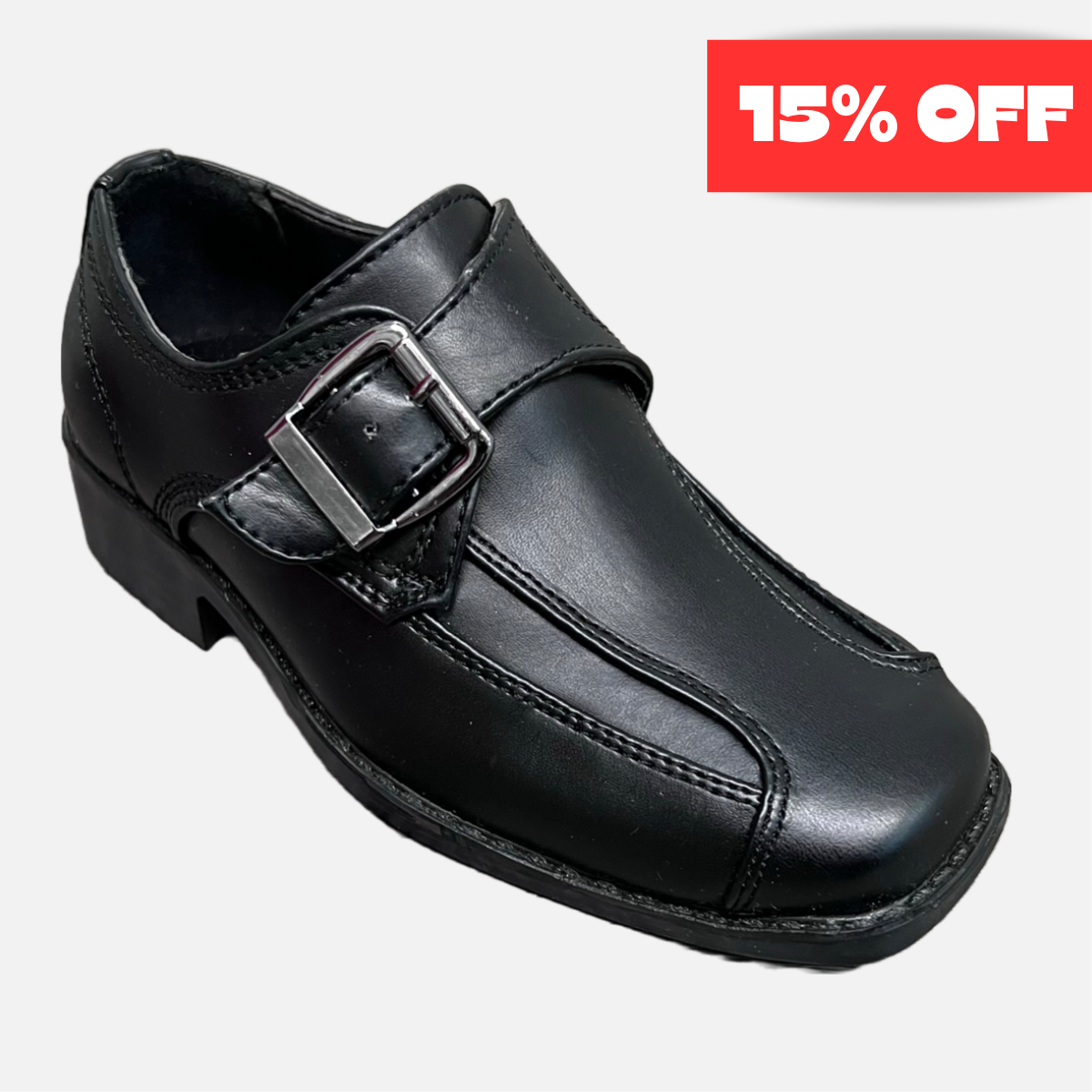 Mavezzano Black Dress Shoe with Buckle Accent