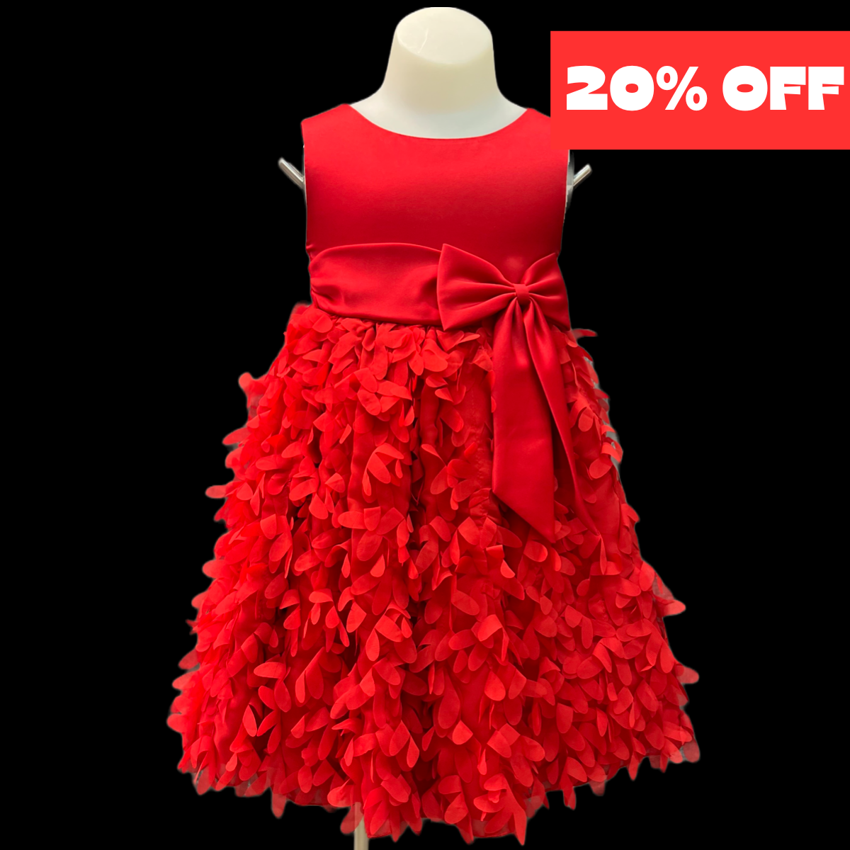 Sleeveless Red Toddler Dress w/ Floating Petals