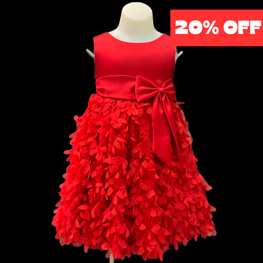 Sleeveless Red Toddler Dress w/ Floating Petals