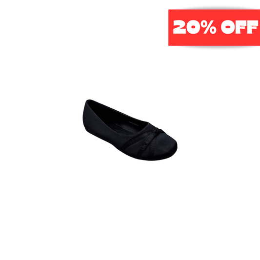 Jolene Black Satin Ballet Flat w/ Simple Bow