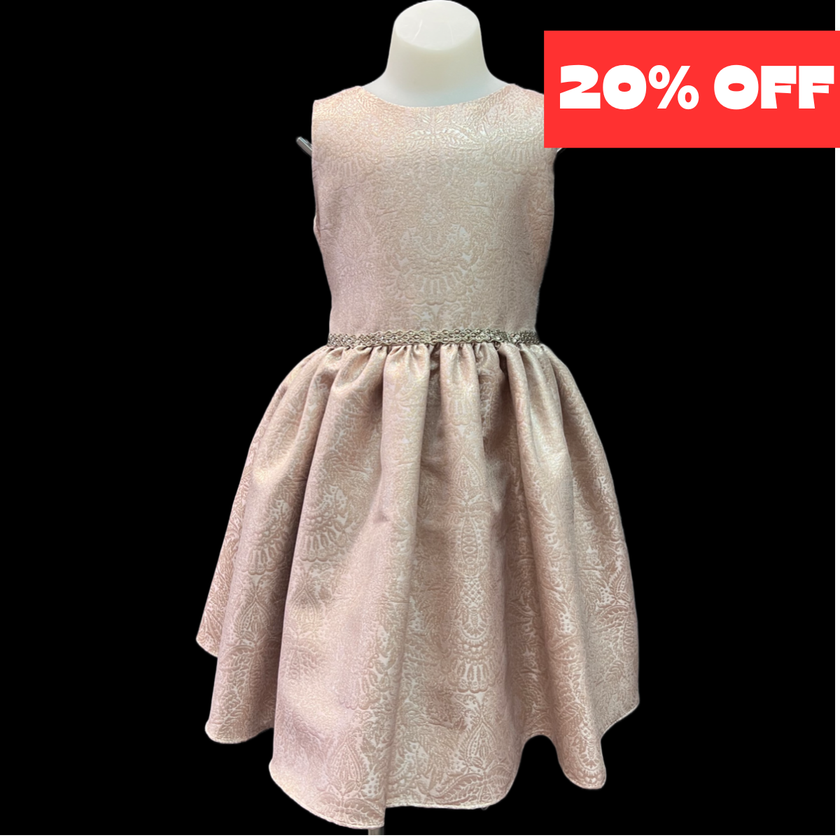 Sleeveless Rose Gold Embroidered Dress
