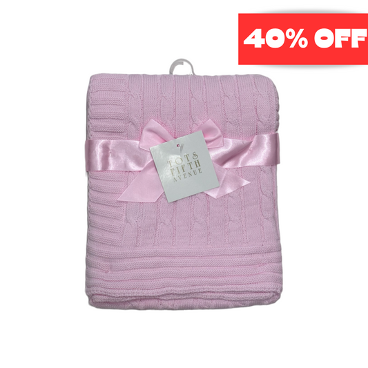 Cable Knit Baby Pink Blanket (30" x 40")