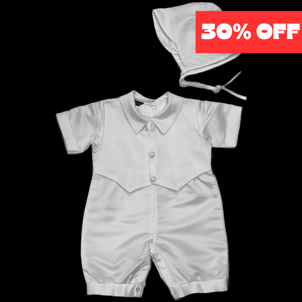 One-Piece Short Sleeve Baptism/Christening Outfit