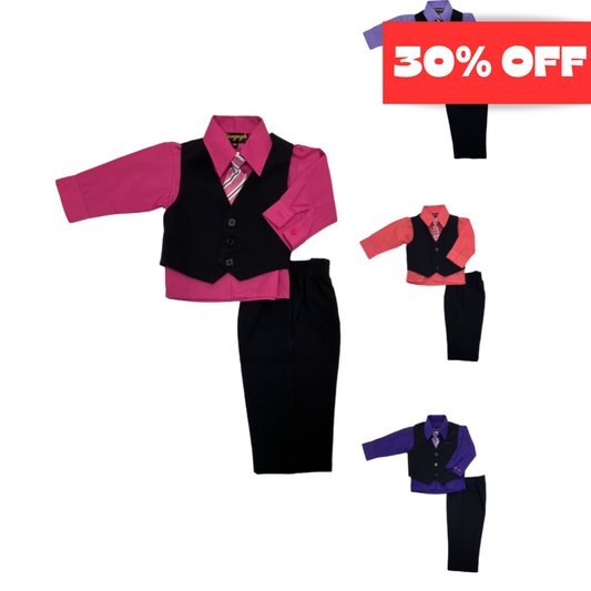 Black Vest Set w/ Colourful Dress Shirt