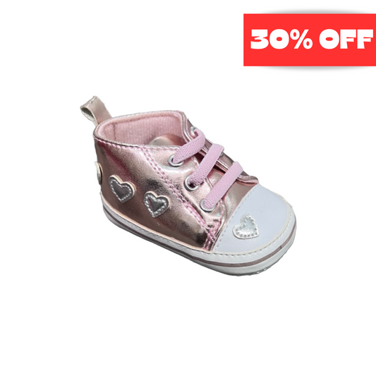 Tendertoes Rose Gold Sneakers w/ Embroidered Hearts