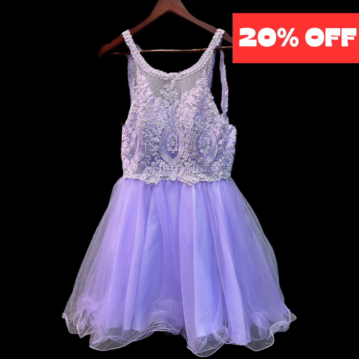 Jr. Grad Lilac Short Dress w/ Rhinestone Halter Bodice (Large)