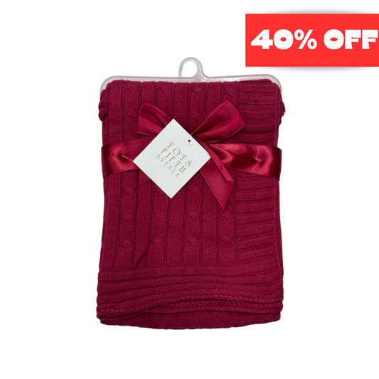 Cable Knit Baby Red Blanket (30" x 40")