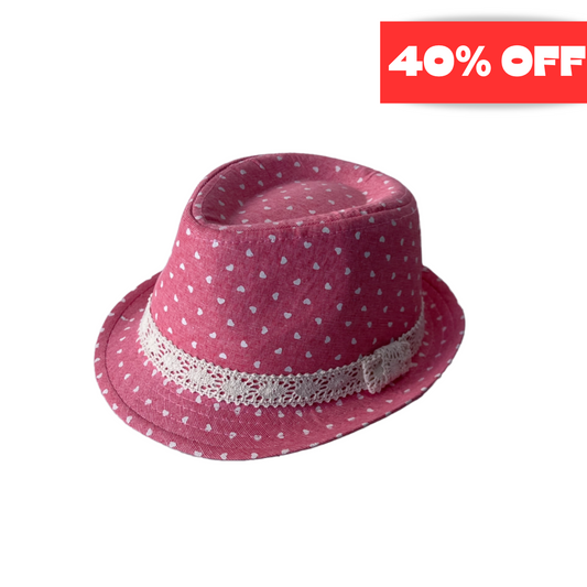 Pink and White Heart Fedora