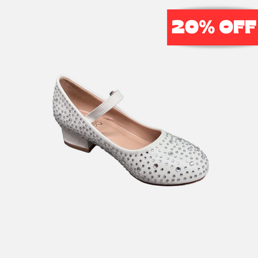 Jolene Pearl White Rhinestone Embellished Kitty Heel