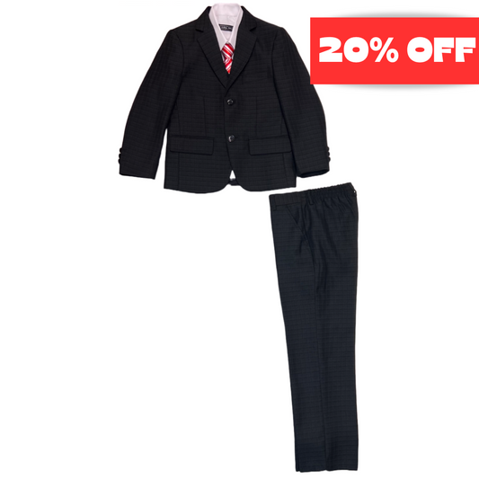 Toddler 5-Piece Black Checkered Suit