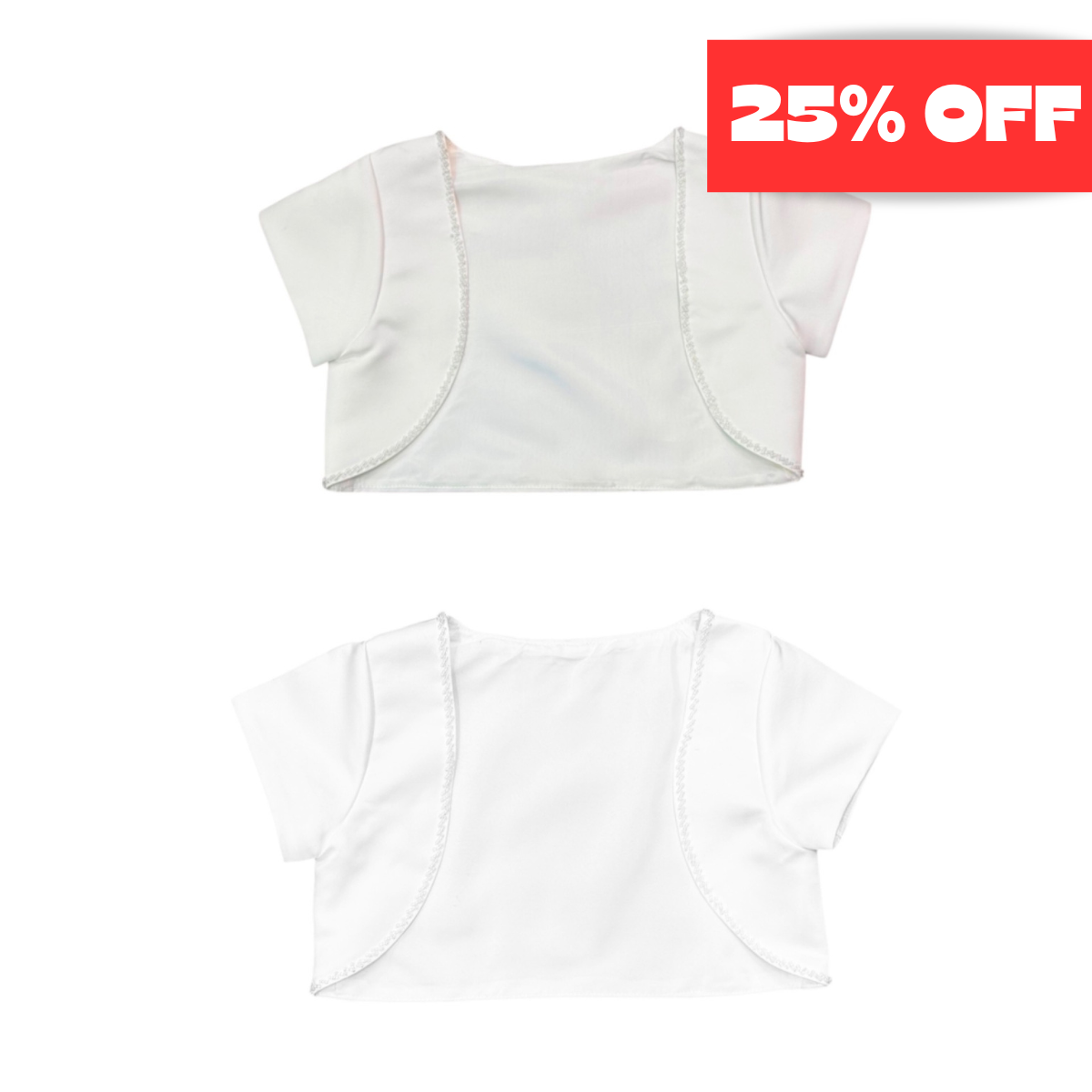 Short Sleeve Bolero w/ Pearl Trim