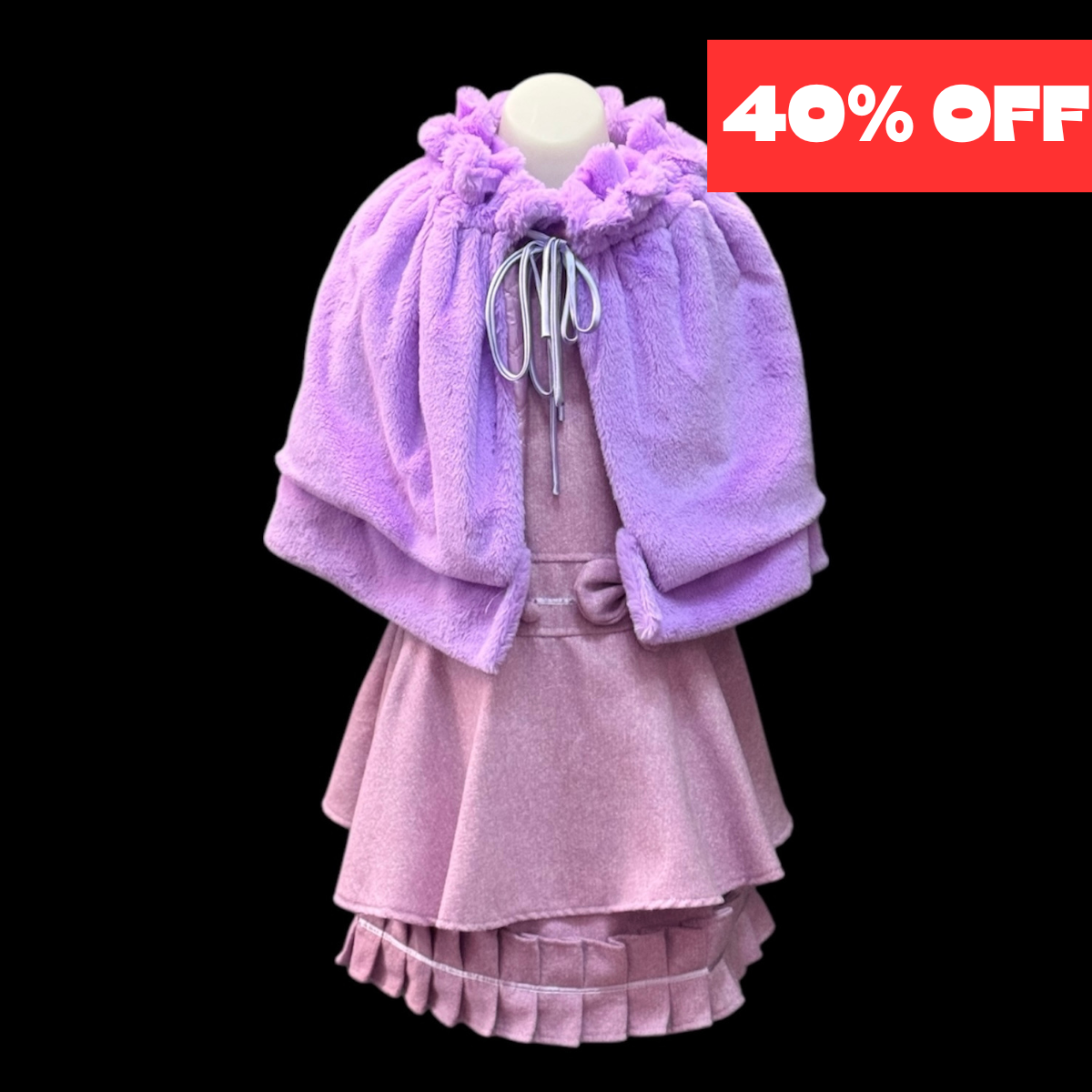 Purple Felt Dress w/ Faux Fur Bolero