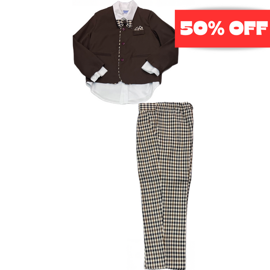 Boys 4PC Set W/ Plaid Pants - Final Sale