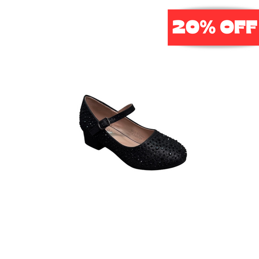 Jolene Black Rhinestone Embellished Kitty Heel