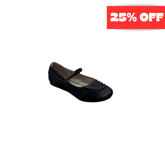 Jolene Classic Black Ruched Ballet Flats w/ Elastic Strap