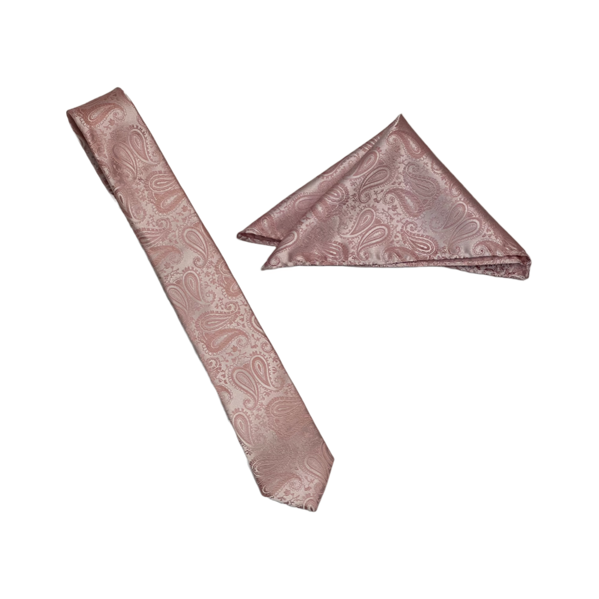 Blush Paisley Mens Necktie & Pocket Square Set