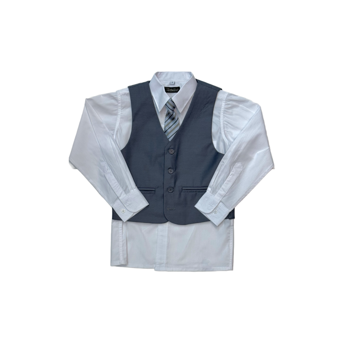 Fancy kids Modern Fit 5-Piece Medium Grey Suit