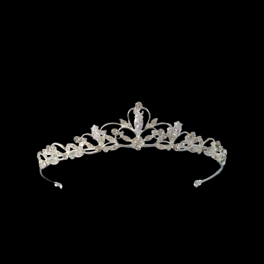 Silver Embroidered Rhinestone Tiara