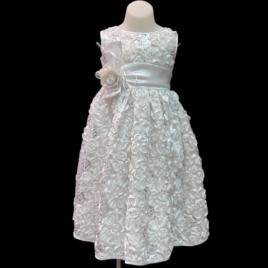 White Sequin Floral Dress