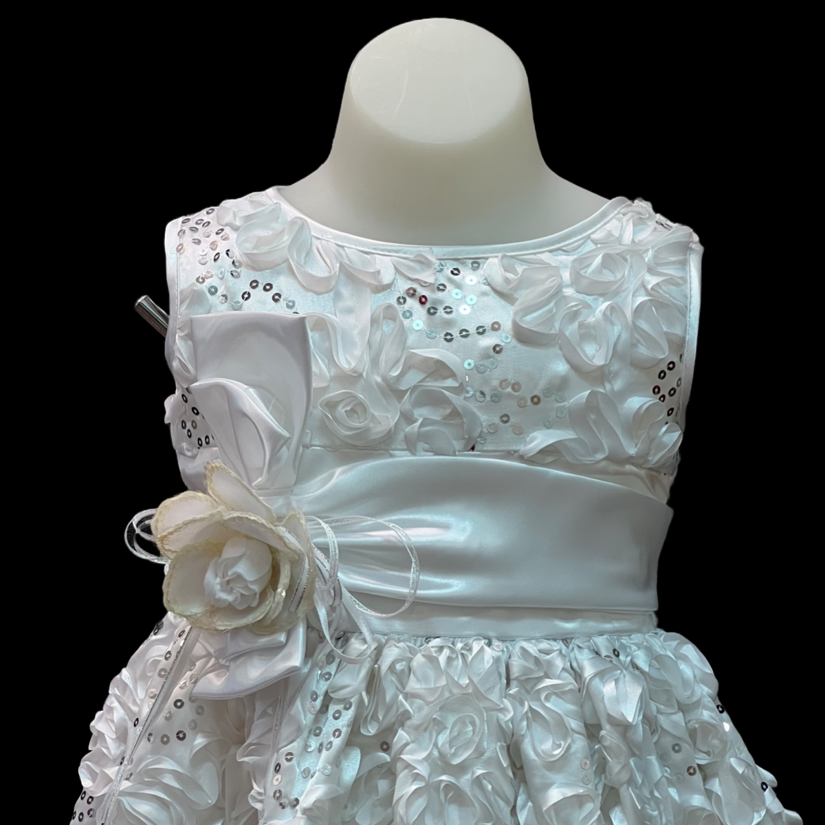 White Sequin Floral Dress
