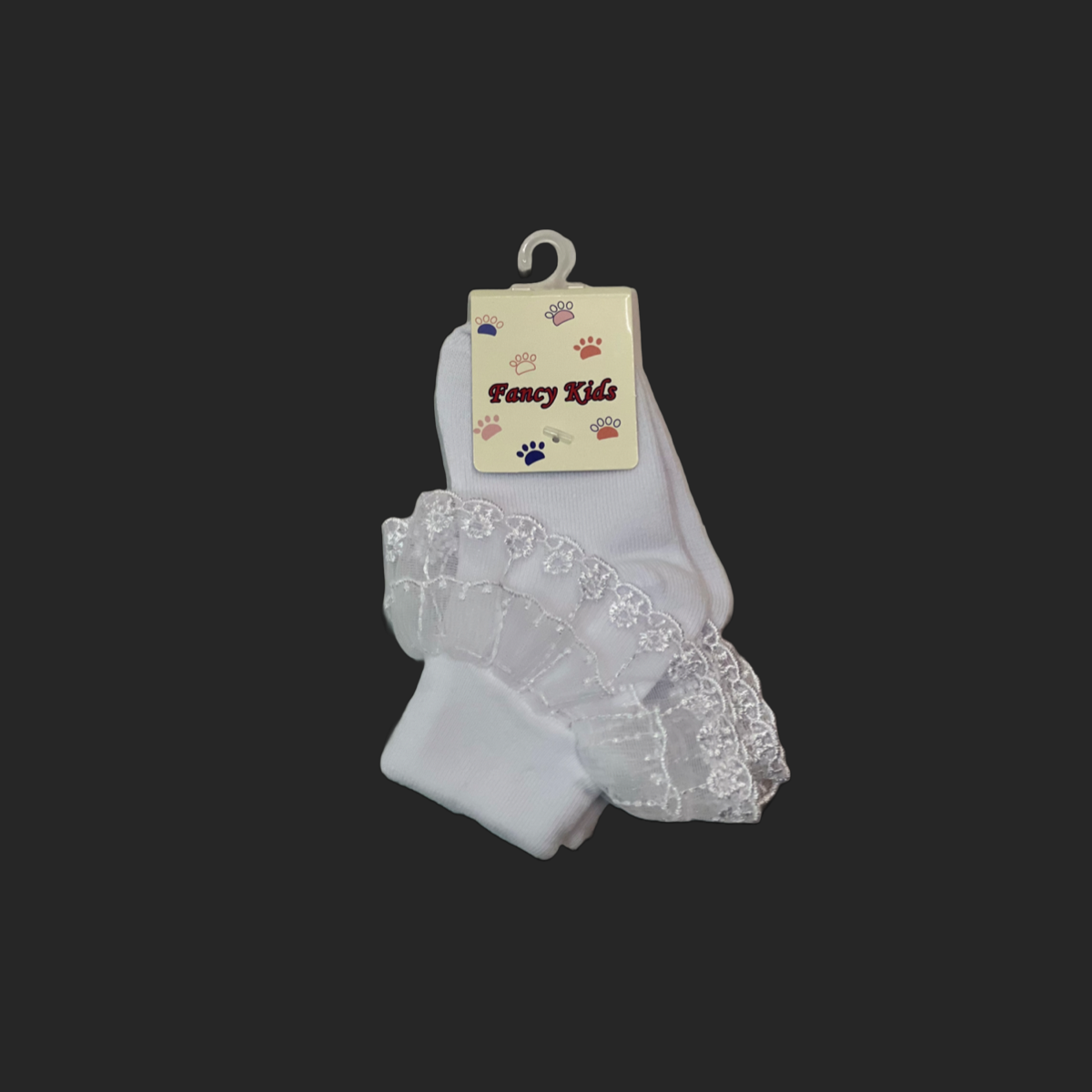 White Organza Baby Socks w/ Embroidered Ruffle