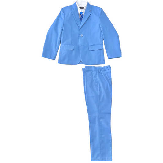 Modern Fit 5-Piece Sky Blue Suit