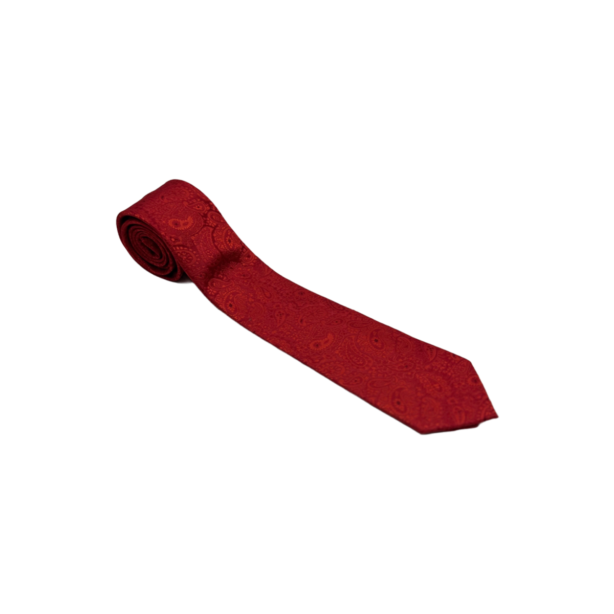 Red Paisley Mens Necktie & Pocket Square