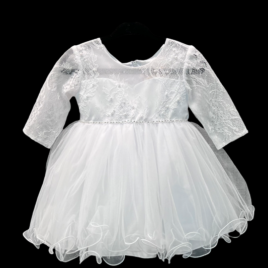 White Lace Baby Dress w/ Lace Sleeves