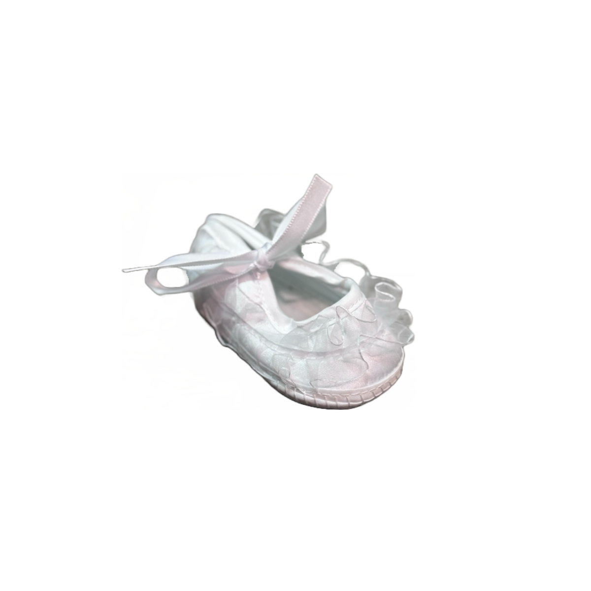 Baby White Booties w/ Organza Ruffle