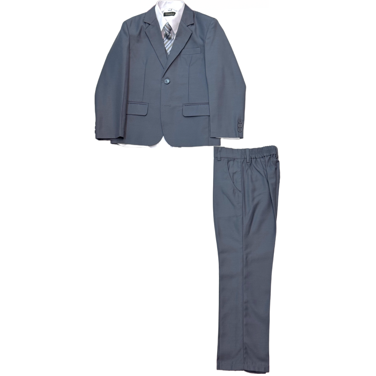 Fancy kids Modern Fit 5-Piece Medium Grey Suit