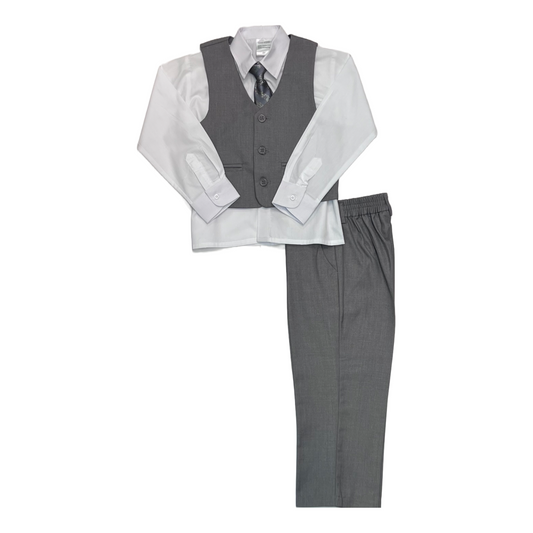 Fancy Kids 4-Piece Grey Vest Set